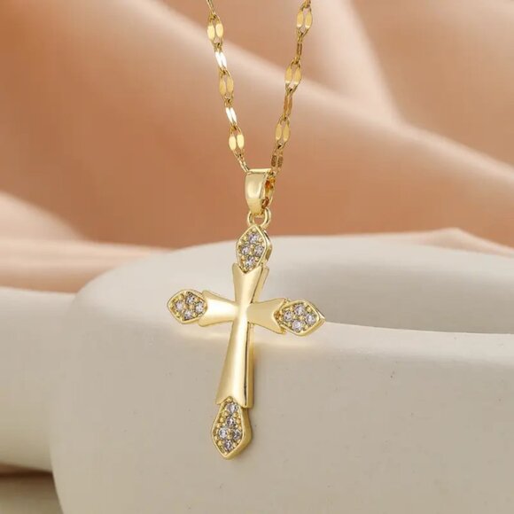 14K Gold Womens 1ct Diamond Christian Cross Chain Necklace 14 K Silver Jewelry